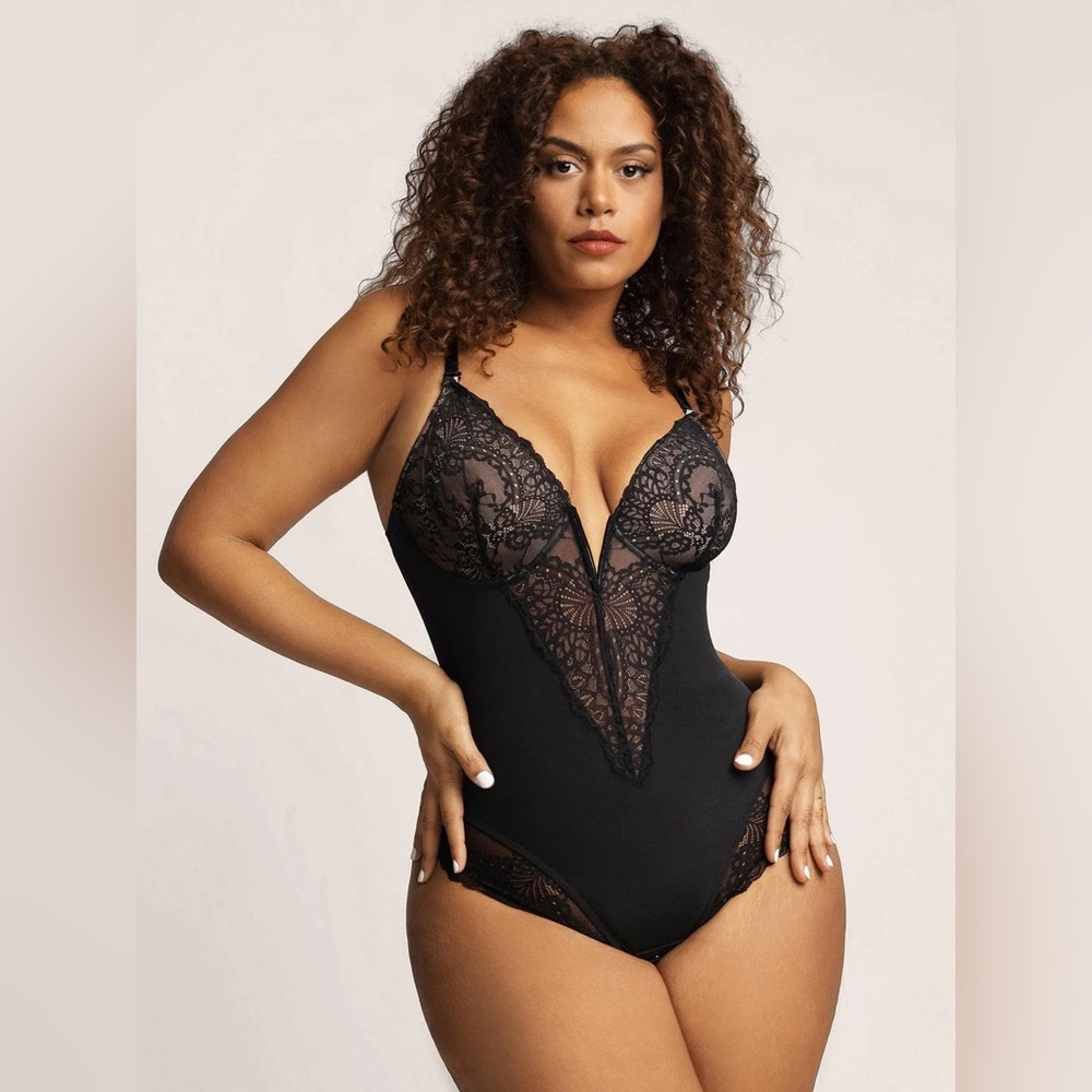 Popilush Black Lace Shapewear Bodysuit Built-In Bra Tummy Control - NWOT - 3XL